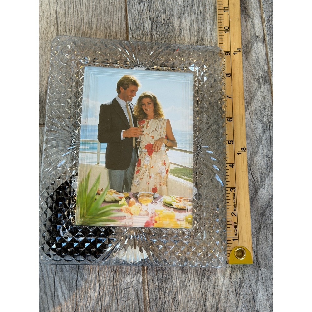 Shannon Crystal Picture Frame 5x7 Clear 24% Lead Diamond Cut Sunburst Photo Gift